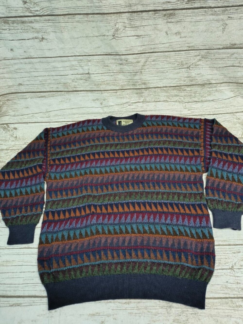 Alpaca's Best Peru 100% Baby Alpaca Geometric Sweater Size L